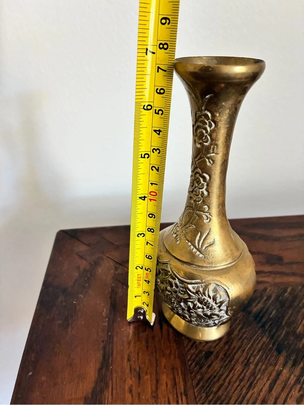 Vintage brass vase 7” tall